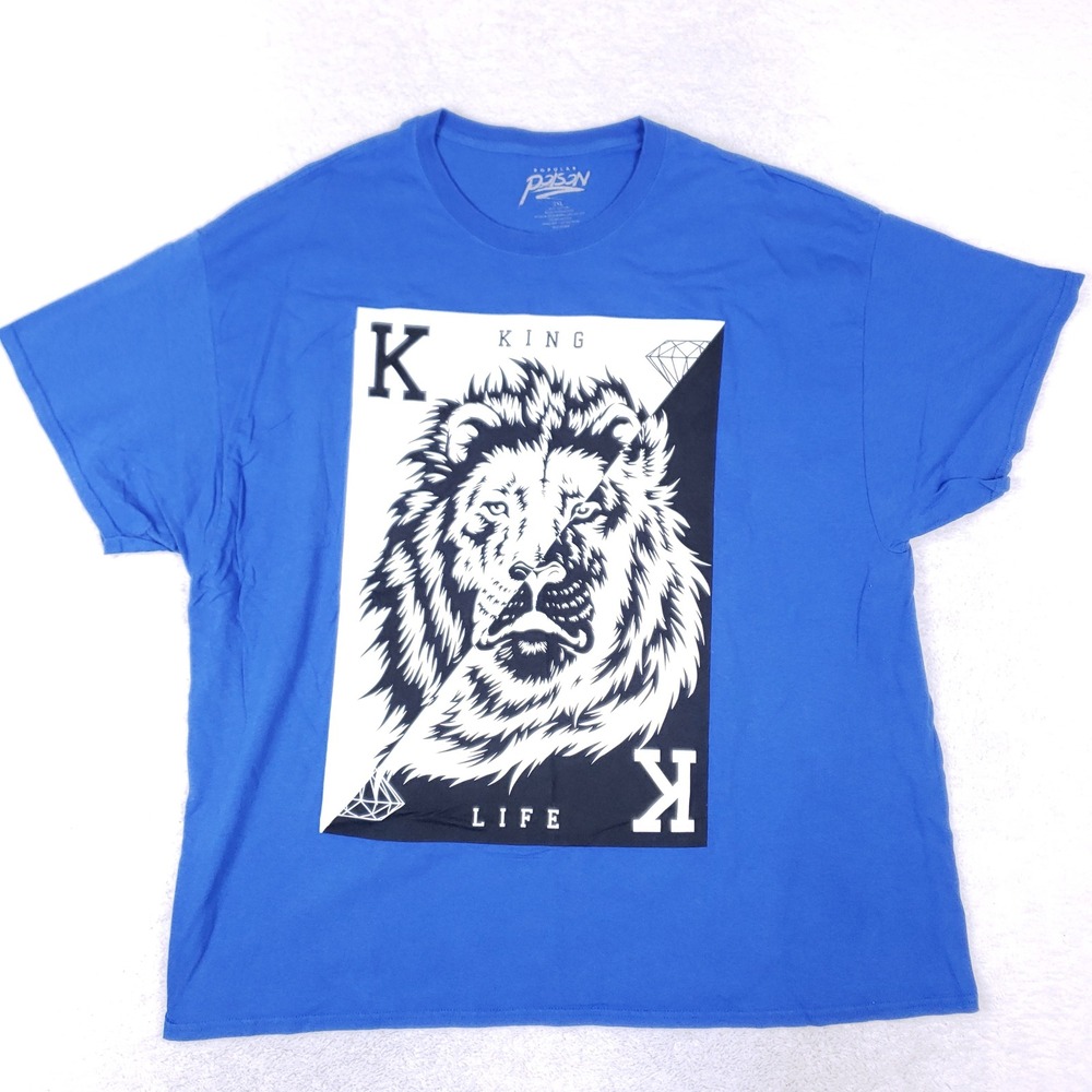 Popular Poison Lion King Life T Shirt 3XL Blue Graphic Streetwear Hip Hop‎ Tee